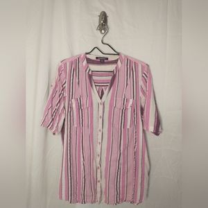 Women's Button Up Striped Roaman's Top Size 16W